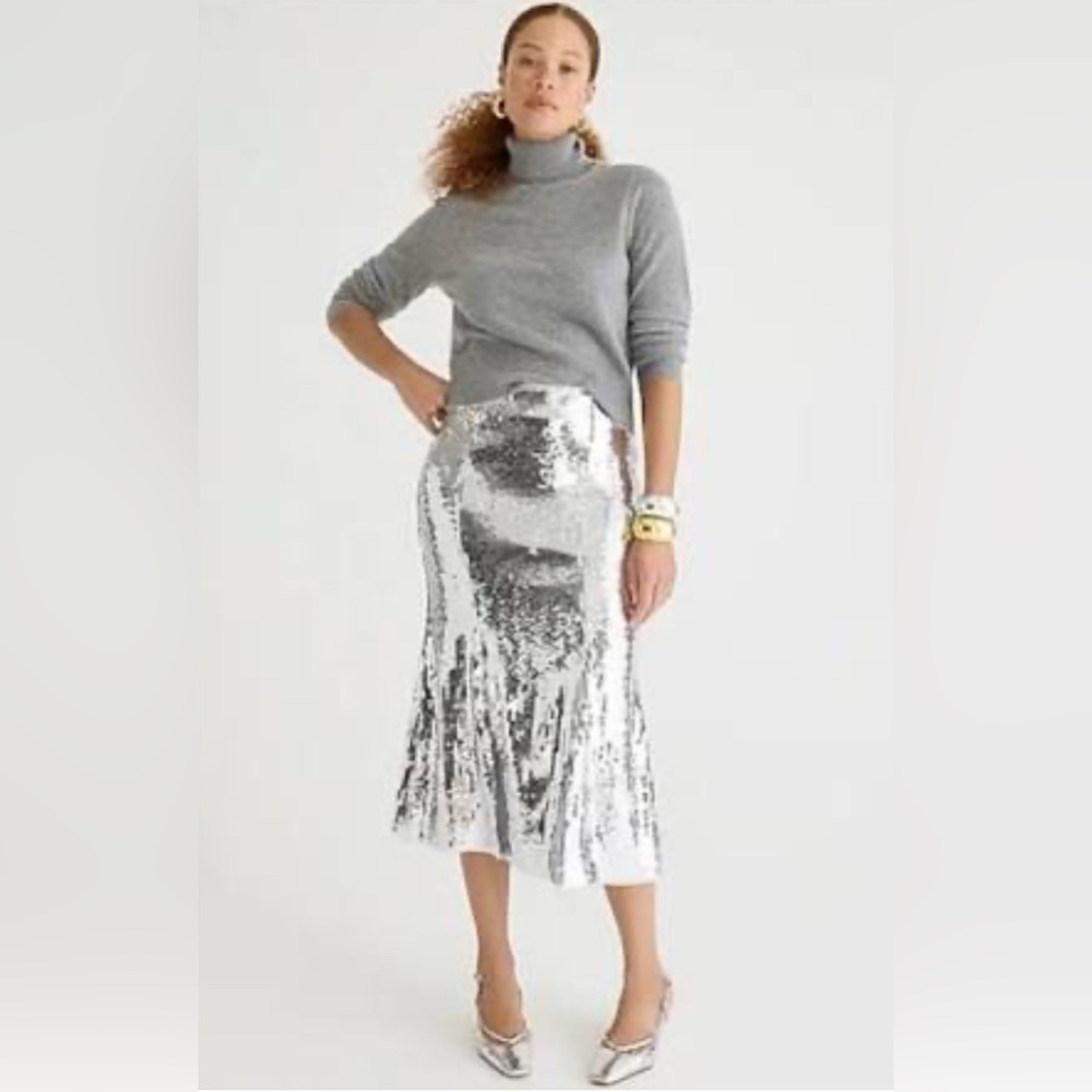 J.Crew Collection sequin slip skirt (silver) size 0 (NWT)